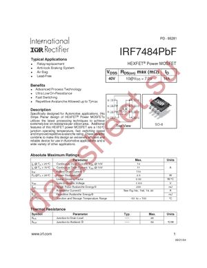 IRF7484PBF datasheet  